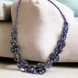 Beautiful lilac lamp work beaded necklace